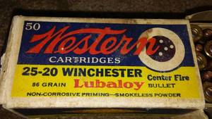 lot 197 image: Vintage Western 25-20 Ammo - New Box, QTY.50.