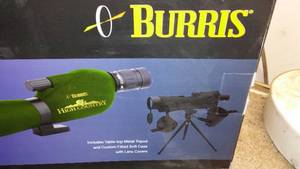 lot 438 image: Burris Scope with case and tripod-(New) (20 x 60 x 60)