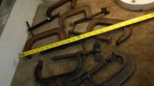lot 456 image: Vintage adjustable C-clamps.