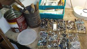 lot 458 image: Misc. hardware, gun parts, tools and more.