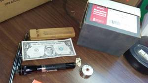 lot 278 image: Misc. Obama $3 dollar bill. Mini mag, train whistle and more.