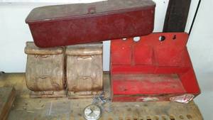 lot 402 image: Metal containers, bookends, watch