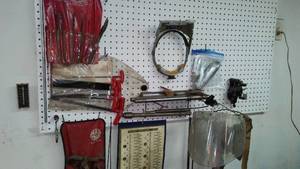 lot 408 image: All tools on pegboard.