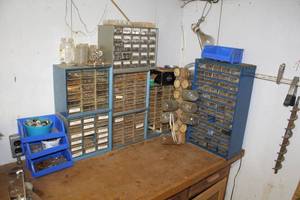 lot 659 image: Lot of (7) Parts Organizer Storage Cabinets  - Screws, Nails, Nuts, Bolts, Washers of Various Sizes