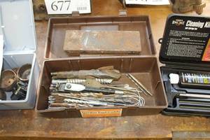 lot 706 image: Plastic Tool Box  with Drill Bits