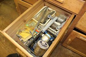 lot 708 image: Lot of Hardware (in 1 drawer)  - Nuts, Bolts, Plumbing Supplies