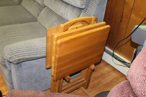 lot 760 image: Lot of (3) Wood TV Trays  - Stand