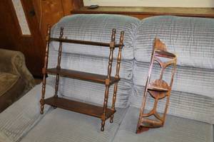 lot 765 image: Lot of (3) Wood Display Shelf Wall-Mount