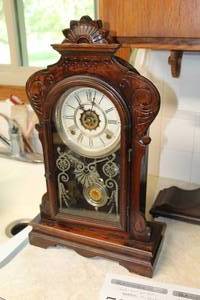 lot 781 image: Waterbury Clock Company Melrose Eight Day Strike Alarm Mini Grandfather Clock