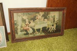 lot 855 image: Piano Time with Angels Wall Art in Ornate Wood Frame