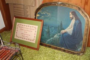 lot 853 image: Lot of (2) Religious Theme Wall Art in Wood Frame