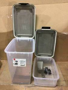 12 Qt. and 33 Qt. Airtight Pet Food Storage Combo with a Scoop in Gray Customer Returns See Pictures