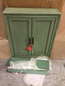 Hazelton 25 in. W x 28 in. H x 8 in. D Bathroom Storage Wall Cabinet in Antique Green Customer Returns See Pictures