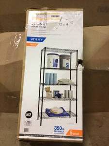 HDX Black 5-Tier Steel Wire Shelving Unit (36 in. W x 72 in. H x 16 in. D) Customer Returns See Pictures