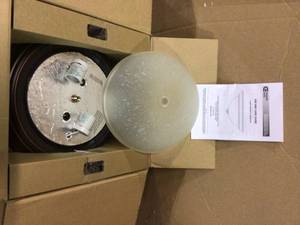 Commercial Electric 13 in. 2-Light Brushed Nickel Flush Mount with Frosted Glass Shade (2-Pack) Customer Returns See Pictures