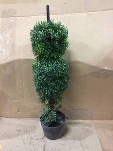 34 in. Artificial Boxwood Double Ball Topiary Tree (IndoorOutdoor) Customer Returns See Pictures