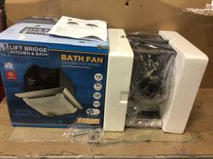 Decorative Brushed Nickel 110 CFM Ceiling Bath Fan with Light and Glass Globe Customer Returns See Pictures