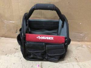 Husky Tool Bag 10 in. Open Top All-Purpose Weather Resistant 15 Pocket in Red Customer Returns See Pictures