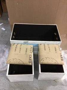 Ocean Breeze Wood Storage Boxes with Bench and Seating (Set of 3) Customer Returns See Pictures