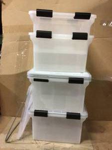 lot 4 image: IRIS 62 Qt. Weather Tight Storage Box in Clear Customer Returns See Pictures