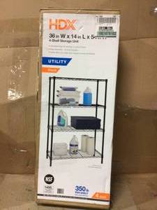 lot 6 image: HDX Black 4-Tier Metal Wire Shelving Unit (36 in. W x 54 in. H x 14 in. D)  Customer Returns See Pictures