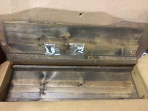 lot 25 image: Del Hutson Designs Rustic Luxe 36 in. W x 10 in. D Floating Dark Walnut Decorative Shelves (Set of 2) Customer Returns See Pictures