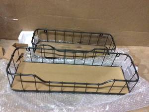 lot 27 image: Rustic Farmhouse Metal Wooden Decorative Wall Shelves with baskets (Set of 2) Customer Returns See Pictures