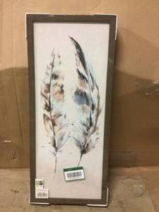 lot 29 image: Painterly Feathers Framed Canvas Wall Art Customer Returns See Pictures