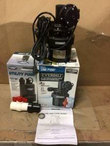 lot 45 image: Everbilt 13 HP Utility Sink Pump Customer Returns See Pictures