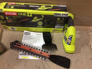 lot 58 image: Top Rated RYOBI ONE 18V Cordless Battery Grass Shear and Shrubber Trimmer (Tool Only Customer Returns See Pictures