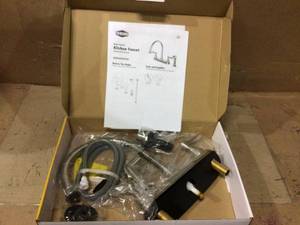 lot 66 image: EZ-FLO 2-Handle Standard Kitchen Faucet with Matching Side Spray in Brushed Nickel Customer Returns See Pictures