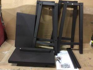 lot 71 image: StyleWell Dark Charcoal Wood Saddle Backless Counter Stool (Set of 2) (16.33 in. W x 24 in. H) Customer Returns See Pictures