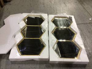 lot 73 image: Medium Novelty Gold Beveled Glass Art Deco Mirror (30 in. H x 14 in. W) Customer Returns See Pictures