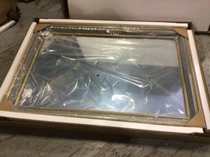 lot 78 image: Large Rectangle Galvanized Antiqued Farmhouse Accent Mirror (41 in. H x 28 in. W) Customer Returns See Pictures
