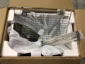 lot 92 image: Silver 18-Gauge Stainless Steel 27 in. Single Bowl Undermount Kitchen Sink Customer Returns See Pictures