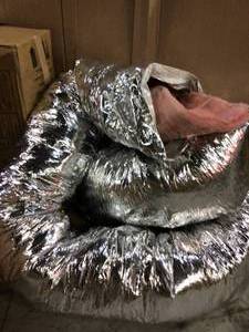 lot 95 image: Master Flow 10 in. x 25 ft. Insulated Flexible Duct R8 Silver Jacket Customer Returns See Pictures