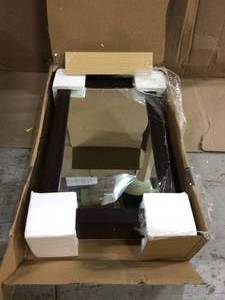 lot 96 image: Glacier Bay 15-14 in. W x 26 in. H Framed Surface-Mount Bathroom Medicine Cabinet in Java Customer Returns See Pictures