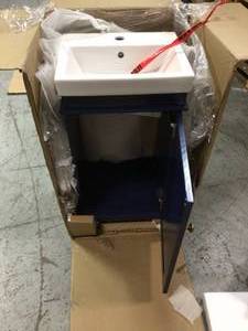 lot 113 image: 17 in. W x 13 in. D Vanity in Blue with Ceramic Vanity Top in White with White Basin by Legion Furniture