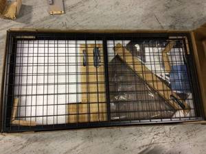 lot 7 image: FLEXIMOUNTS Black Adjustable Height Steel Overhead Garage Storage Rack (48 in. W x 96 in. D) Customer Returns See Pictures