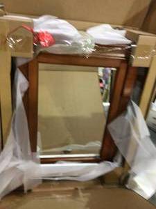 lot 8 image: Naples 25 in. W x 31 in. H x 8 in. D Framed Surface-Mount Bathroom Medicine Cabinet in Warm Cinnamon Customer Returns See Pictures