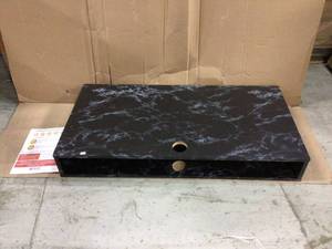 lot 9 image: Athena 40.5 in Black Marble Computer Desk with Storage Customer Returns See Pictures