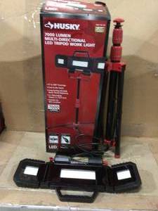 lot 22 image: Husky 7000-Lumen Multi-Directional LED Tripod Work Light Customer Returns See Pictures