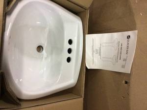 lot 81 image: Glacier Bay Petite Aragon 8-38 in. Pedestal Sink Basin in White