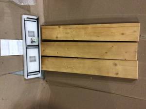 lot 97 image: Industrial Grace 5.5 in. x 36 in. x 20 in. Walnut Pine Wood Three-TIer Decorative Wall Shelf with Brackets