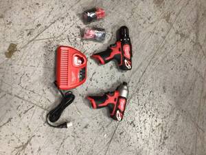 lot 116 image: M12 12-Volt Lithium-Ion Cordless Drill DriverImpact Driver Combo Kit w Two 1.5Ah Batteries, Charger Tool Bag (2-Tool) by Milwaukee