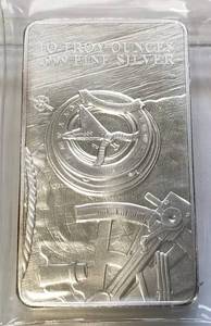 lot 02 image: 10 TROY OZ. .999 FINE SILVER BAR PROSPECTOR BY SILVERTOWNE SEALED