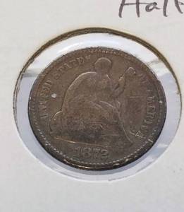 lot 06 image: 1872 US SEATED LIBERTY HALF DIME