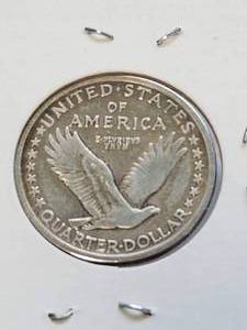 lot 07 image: 1917 TYPE 1 EXPOSED BREAST US STANDING LIBERTY QUARTER