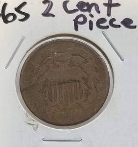 lot 32 image: 1865 US TWO CENT PIECE