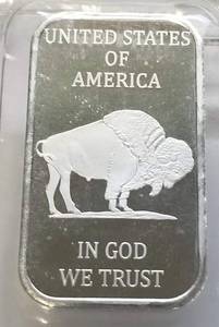 lot 40 image: 1 TROY OZ. .999 FINE SILVER BAR INDIAN BUFFALO DESIGN SEALED